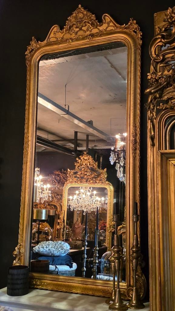 Antieke kuifspiegel/schouwspiegel.., Ophalen of Verzenden, Rechthoekig, Minder dan 50 cm