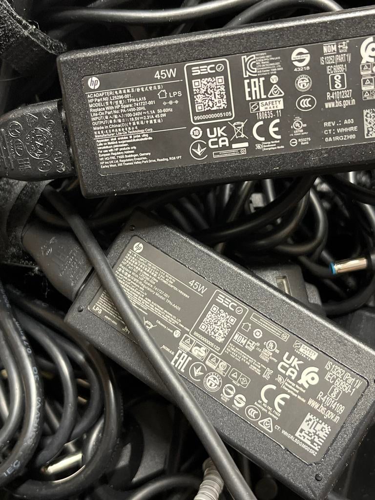 HP 45W Laptop Opladers - Diverse Modellen, Computers en Software, Laptop-opladers, Ophalen of Verzenden, Gebruikt