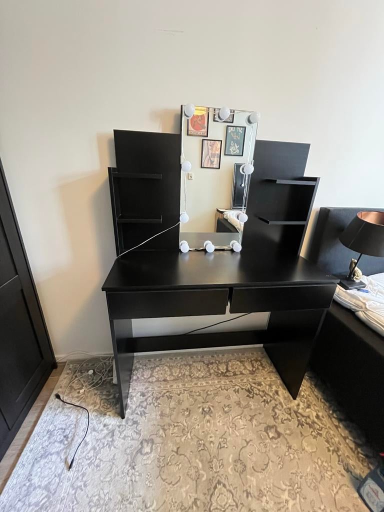 Zwarte kaptafel met licht, Ophalen, Gebruikt, 50 tot 100 cm, 150 tot 200 cm