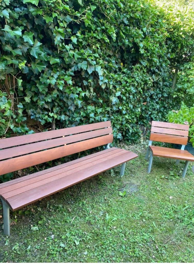 Design tuinbank + stoel Santa & Cole – hout/aluminium, Ophalen of Verzenden, Nieuw, Aluminium