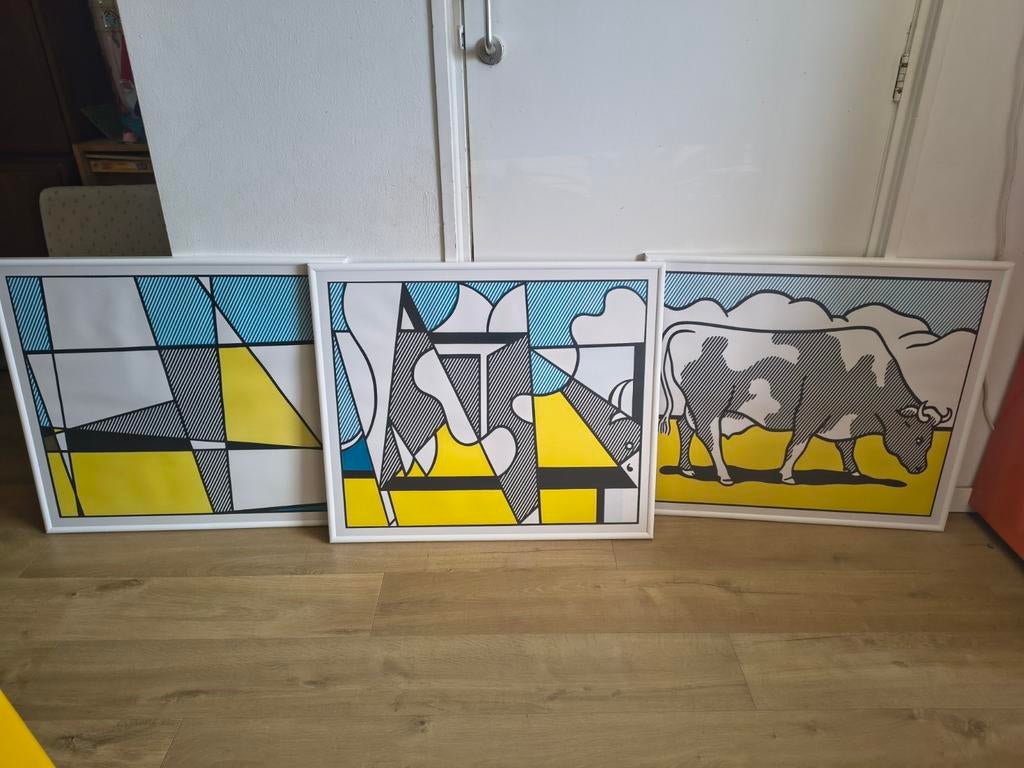 Roy Lichtenstein 'Cow Triptych' poster schilderij art koe, Ophalen