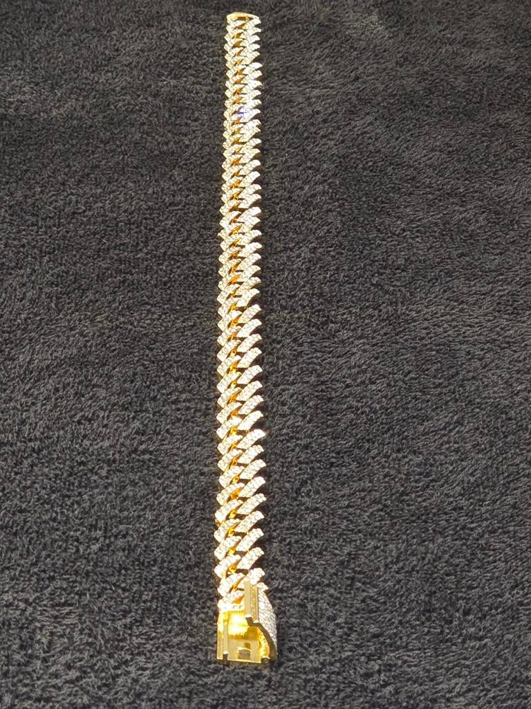 Miami Cuban Link Ketting - Goud verguld, VS1 steenkwaliteit, Met kristal, Overige materialen, Ophalen of Verzenden, Zo goed als nieuw