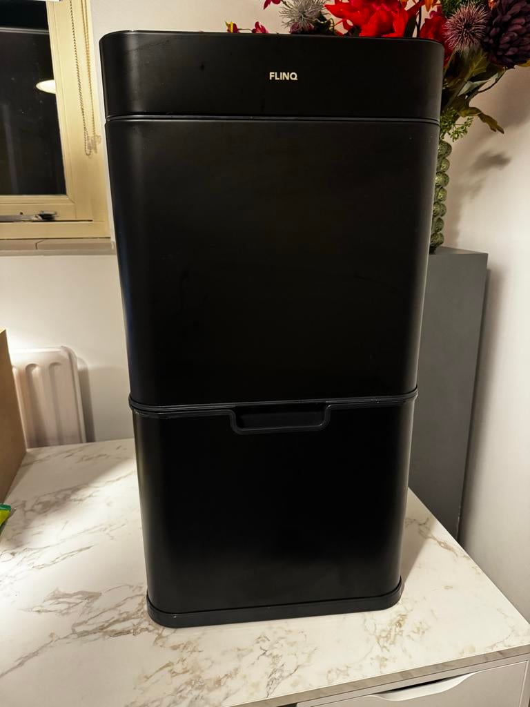 FlinQ Senzaro 60L Prullenbak met 3 vakken en sensor, Ophalen, Kunststof, 40 liter of meer, Zo goed als nieuw