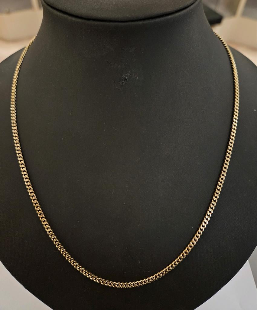 14 karaats gouden gourmet schakel ketting 50cm geelgoud, Verstelbaar, Ophalen of Verzenden, Zo goed als nieuw, Goud