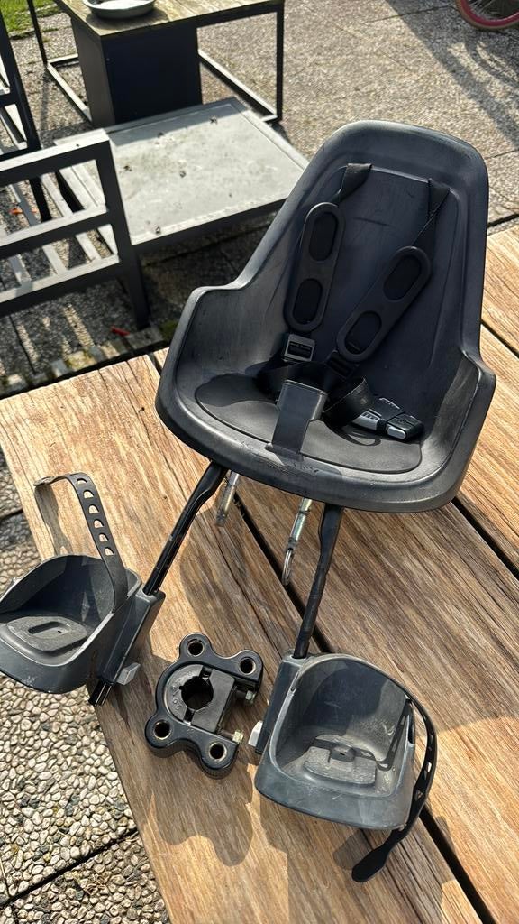 Kinderzitje fiets voor - Bobike Mini One Black, Ophalen of Verzenden, Gebruikt, Voetsteuntjes, Voorzitje
