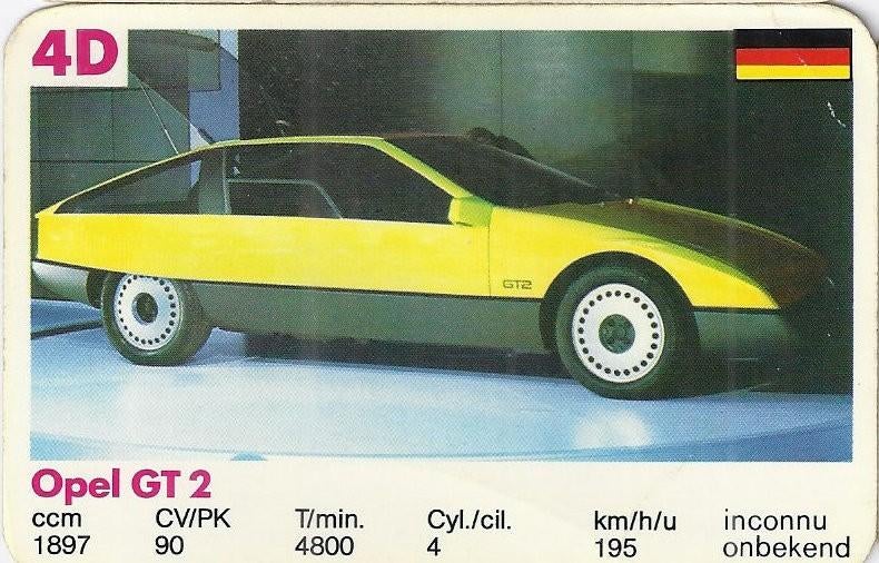 Kw2822 autokaartje 4d opel gt 2, Verzenden, Zo goed als nieuw, Auto's