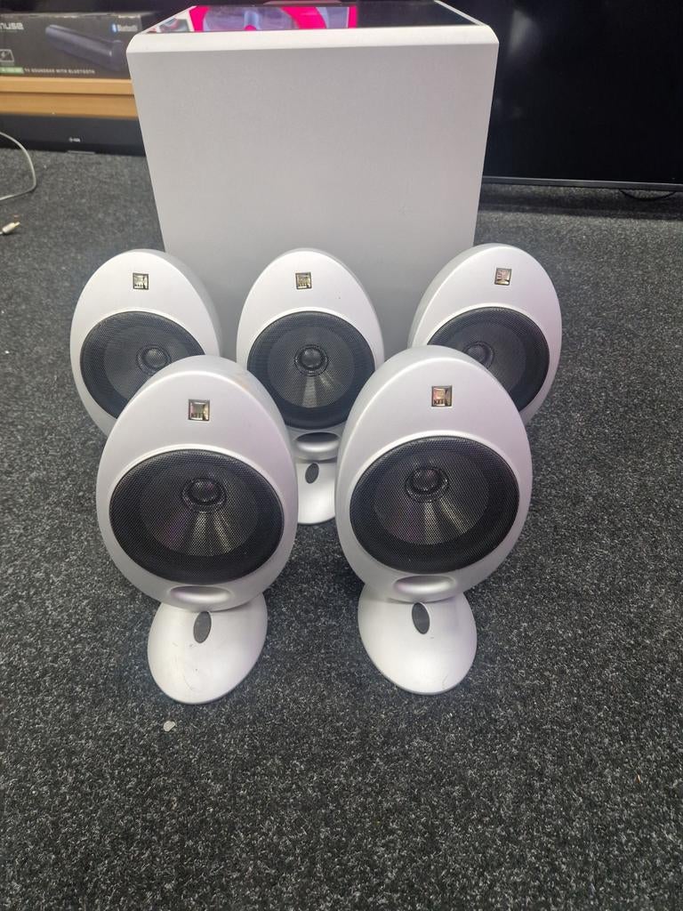 KEF 5.1 Luidsprekerset inclusief Subwoofer, Gebruikt, Complete surroundset, 120 watt of meer, Ophalen