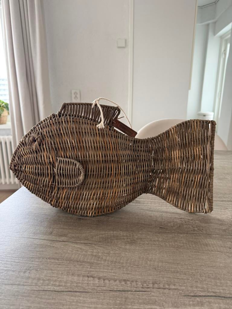 Riviera Maison Rustic Rattan Big Fish, Gebruikt, Decoratieobject, Ophalen of Verzenden, Bruin