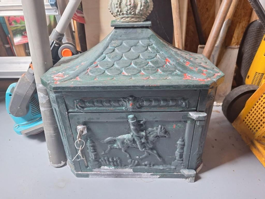 Brievenbus gietijzer Engelse stijl, Ophalen, Gebruikt, IJzer, Wandbrievenbus