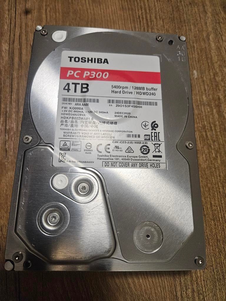 Toshiba PC P300 4TB HDD 3.5 - Zo goed als nieuw, Computers en Software, Harde schijven, Intern, Toshiba, Ophalen of Verzenden