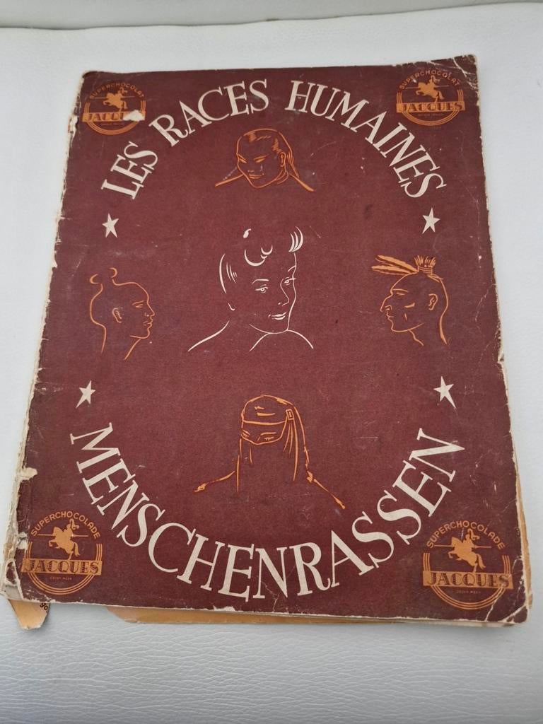 Vintage Jacques Chocolade Plaatjesalbum: Mensenrassen, Ophalen of Verzenden, Gelezen, Onbekend, Plaatjesalbum