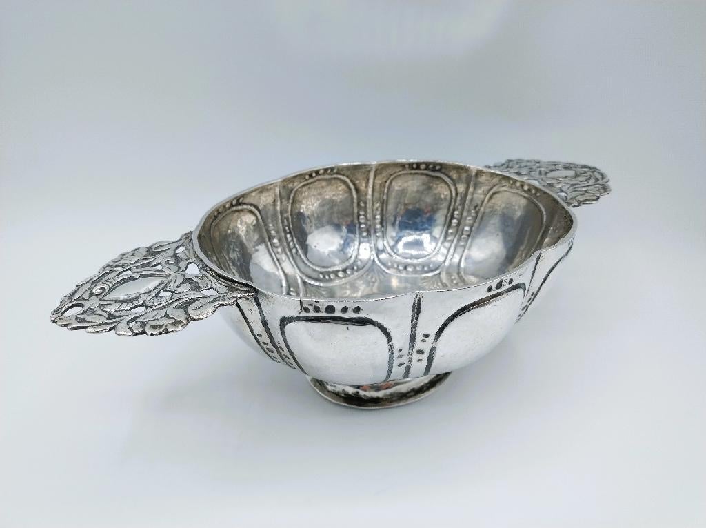 Zilveren brandewijnkom, G. J. Schuurman, Zwolle, 1801, Antiek en Kunst, Verzenden, Zilver