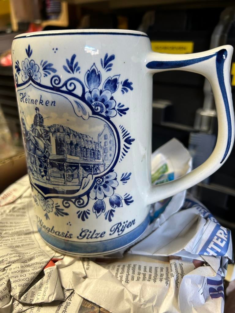 Delfts blauwe Heineken pul officiersmess vliebasis gilze rij, Ophalen