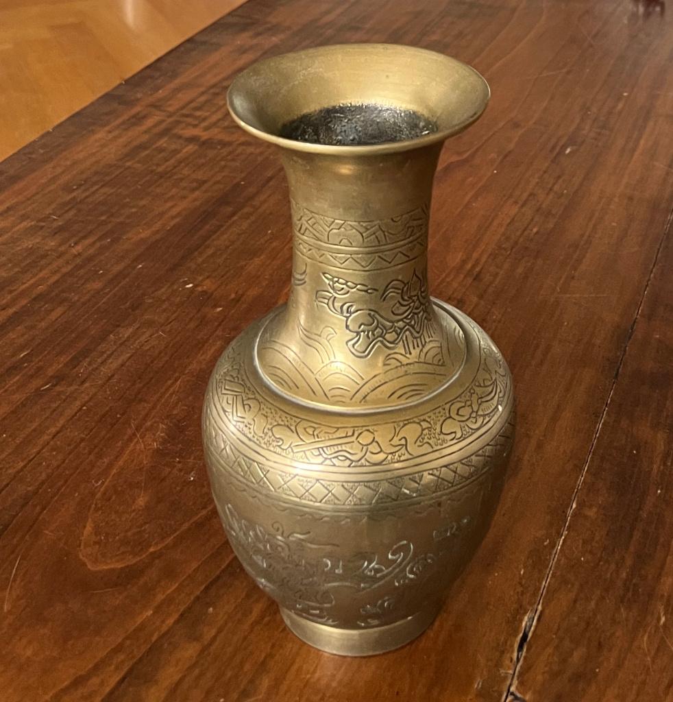 Bronzen vaas, Overige kleuren, Ophalen of Verzenden, Minder dan 50 cm, Glas