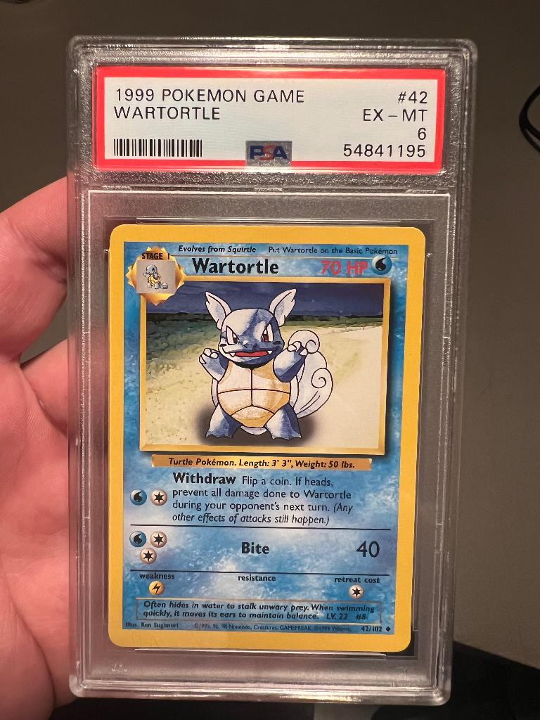 Wartortle base set 42/102.  PSA 6, Hobby en Vrije tijd, Verzamelkaartspellen | Pokémon, Verzenden, Zo goed als nieuw, Losse kaart