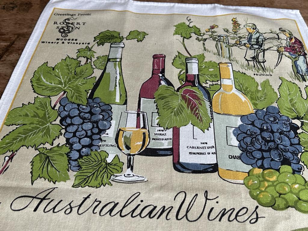 Theedoek vintage Australian wines, Ophalen of Verzenden, Nieuw, Overige kleuren, Theedoek of Handdoek