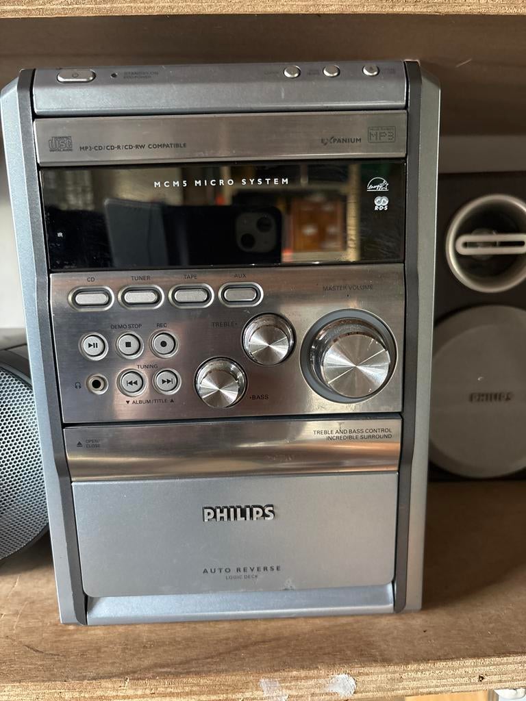 Philips MCMS Micro System met speakers, Philips, Gebruikt, Cassettedeck, Ophalen of Verzenden