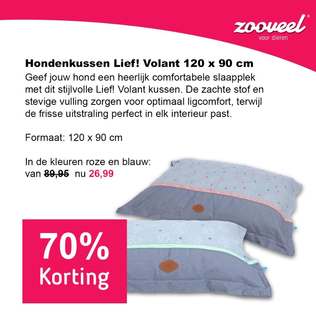 Hondenkussen Lief! Volant Blauw / Roze 120x90 cm, Ophalen of Verzenden, Nieuw, Katoen