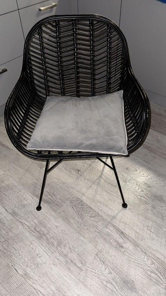 Zwarte webbing stoel, Ophalen, Gebruikt, Zwart, Metaal