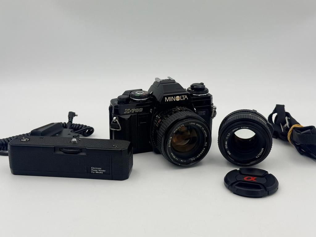 Minolta X700 MC ROKKOR-PG F1.4 50mm Set + Minolta MD F1.7, Minolta, Spiegelreflex, Ophalen of Verzenden, Zo goed als nieuw