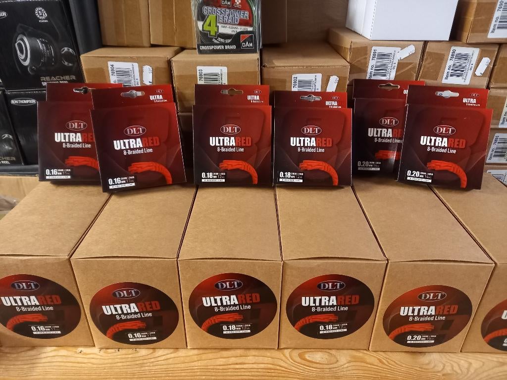 200m spoelen X8 UltraRed gevlochten lijnen (diverse maten), Info@hengelsportleon.nl, Nieuw, Vislijn, Houtwijk