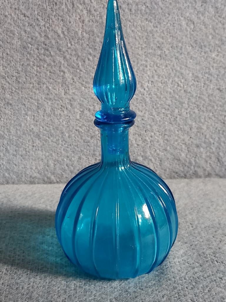 Empoli karaf genie bottle jaren 60 blauw, Antiek en Kunst, Ophalen of Verzenden