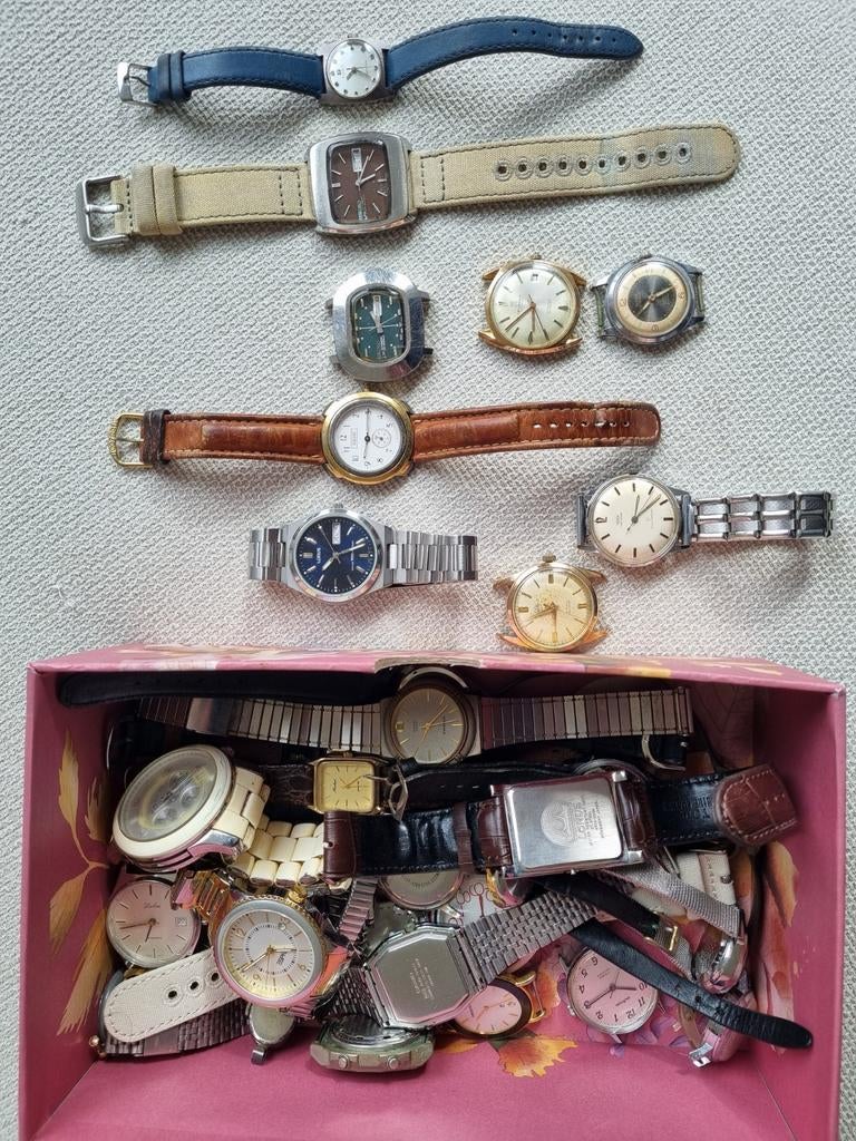 Partij vintage horloges: Seiko, Tissot en meer, Ophalen of Verzenden