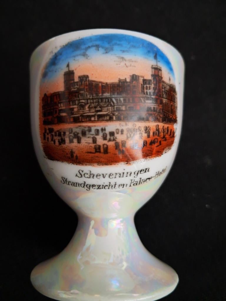 Antiek eierdopje Scheveningen strandgezicht Palace Hotel, Ophalen of Verzenden