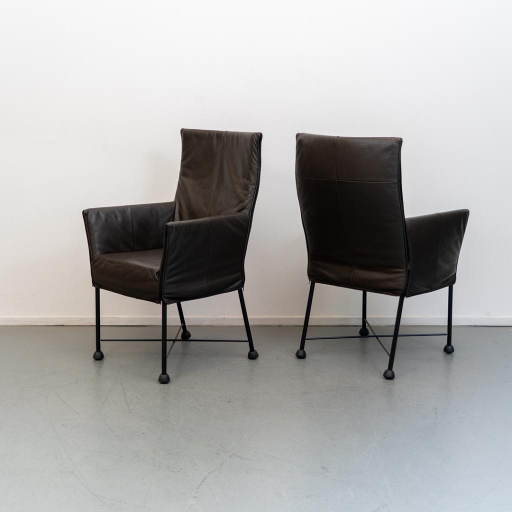 6 Montis Chaplin stoelen donkerbruin leder - zwart frame, Niet ingevuld, Niet ingevuld, Leer, Ophalen of Verzenden