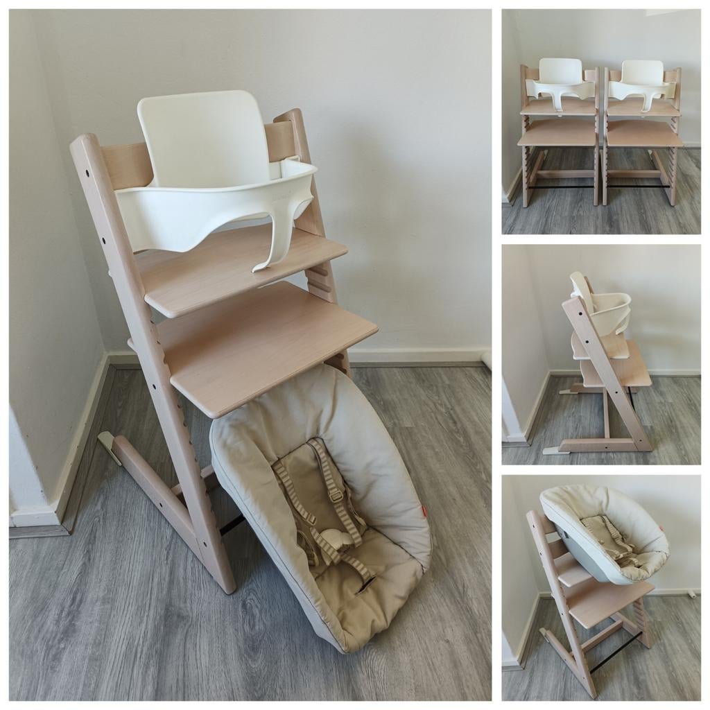 ZGAN! Stokke Tripp Trapp whitewash+babyset,newbornset evt.2x, Kinderen en Baby's, Ophalen of Verzenden, Zo goed als nieuw, Stokke Tripp Trapp