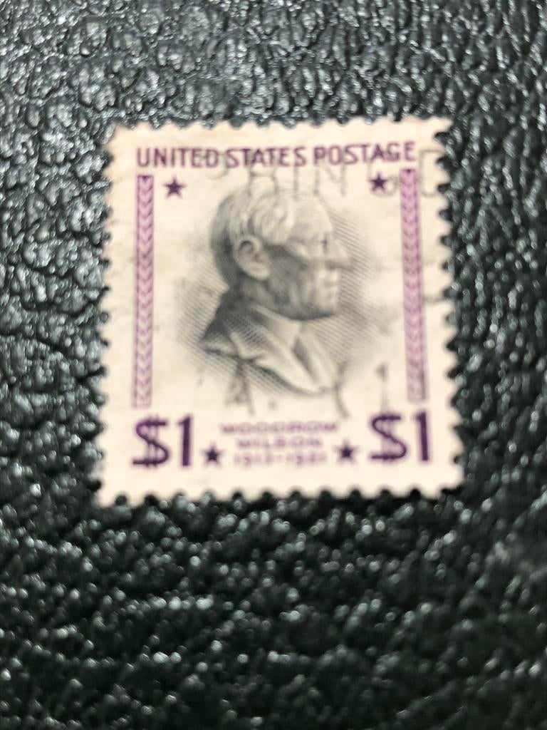 Zeldzame Woodrow Wilson postzegel - 1 dollar, Postzegels en Munten, Postzegels | Amerika, Ophalen of Verzenden, Gestempeld, Noord-Amerika