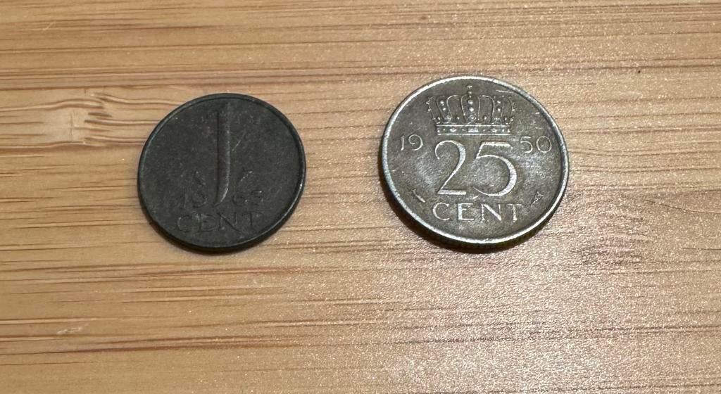 25 cent munt uit 1950, Ophalen of Verzenden, Koningin Juliana, 25 cent