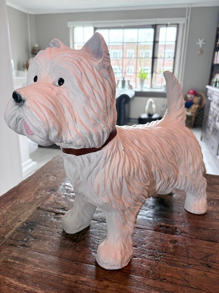 Tuinbeeld witte highland terrier., Ophalen, Gebruikt, Dierenbeeld