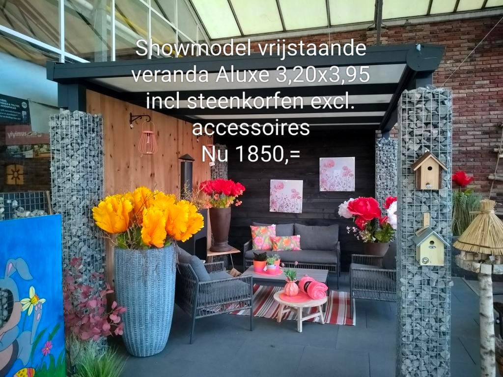 Vrijstaande veranda Aluxe 3,20x3,95 - Zelf demonteren, Ophalen, Zo goed als nieuw, Veranda
