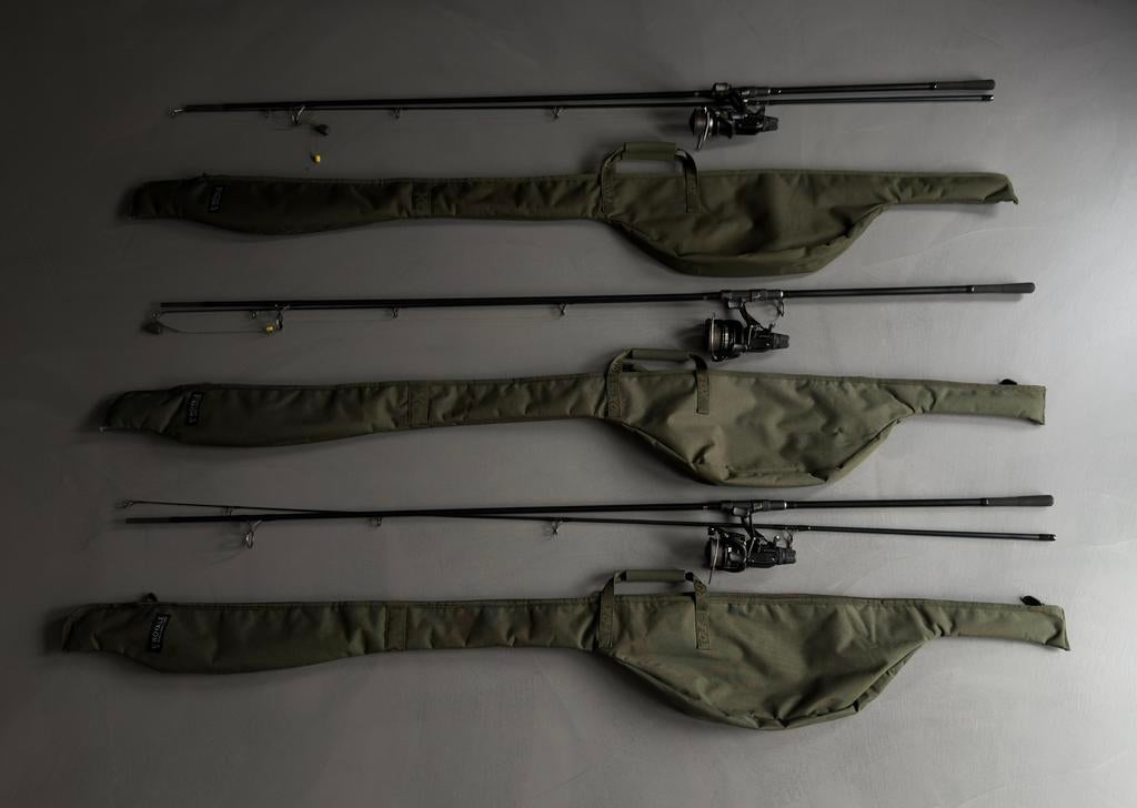 Complete 3 Fox hengels / Shimano molens karperset, Watersport en Boten, Ophalen, Zo goed als nieuw, Complete set