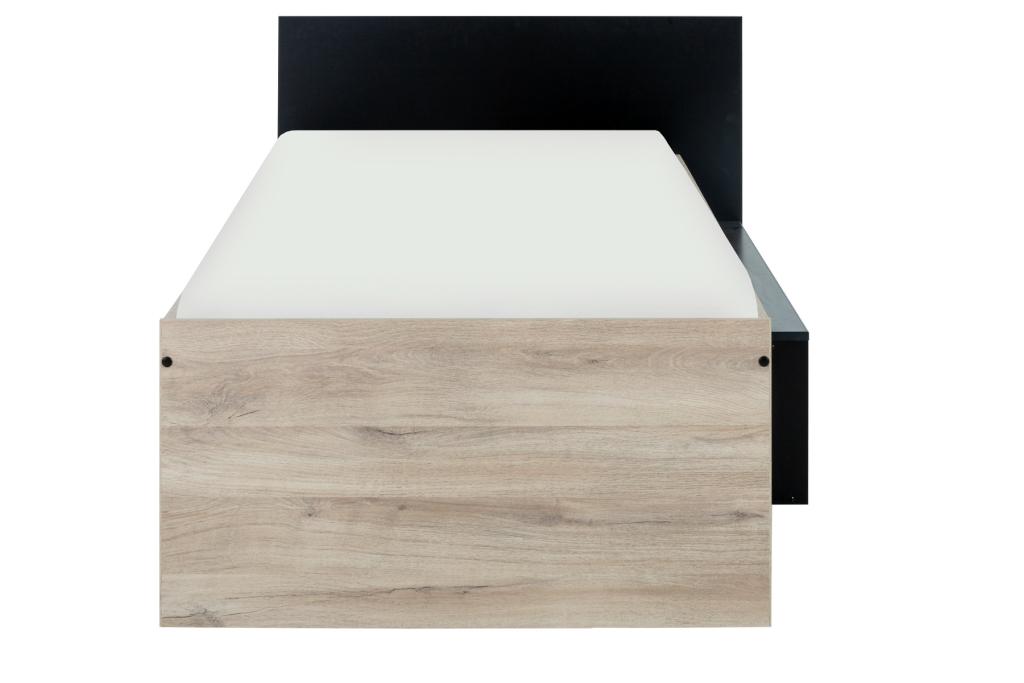 Erquy 1-persoonsbed - Blank eiken/zwart, Niet ingevuld, Niet ingevuld, Niet ingevuld