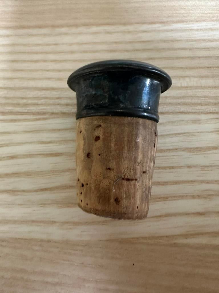 Verzilverde flessenstop met kurk, Ophalen of Verzenden, Zilver