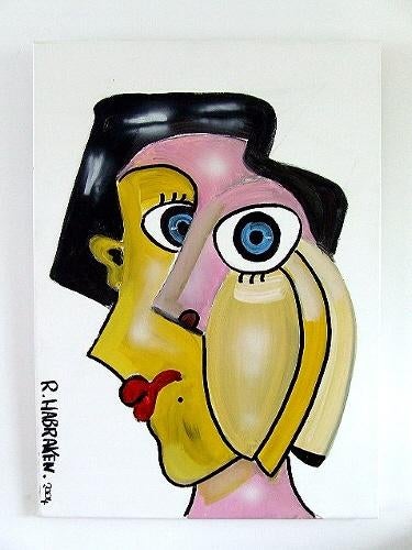 Ronald Habraken Acryl op linnen 50x70 in mooie staat., Ophalen