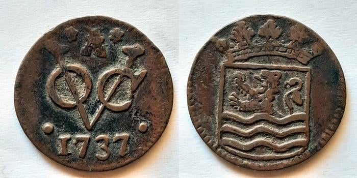 VOC Duit Zeeland 1737, Postzegels en Munten, Munten | Nederland, Verzenden, Vóór koninkrijk, Overige waardes
