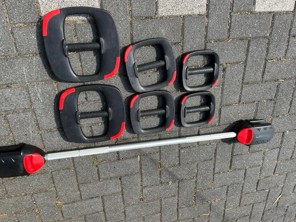 Les mills 2.0 smartbar en schijven bodypump, Sport en Fitness, Ophalen of Verzenden, Zo goed als nieuw, Halterset, Les mills
