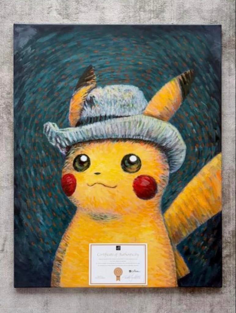 Pikachu Van Gogh Canvas - XL 95x75 cm. Zie OMSCHRIJVING., Ophalen of Verzenden, Nieuw, Overige typen