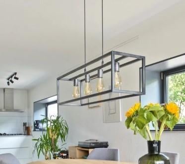 Industriële hanglamp - 4 lichts, Ophalen, Zo goed als nieuw, Metaal, Minder dan 50 cm