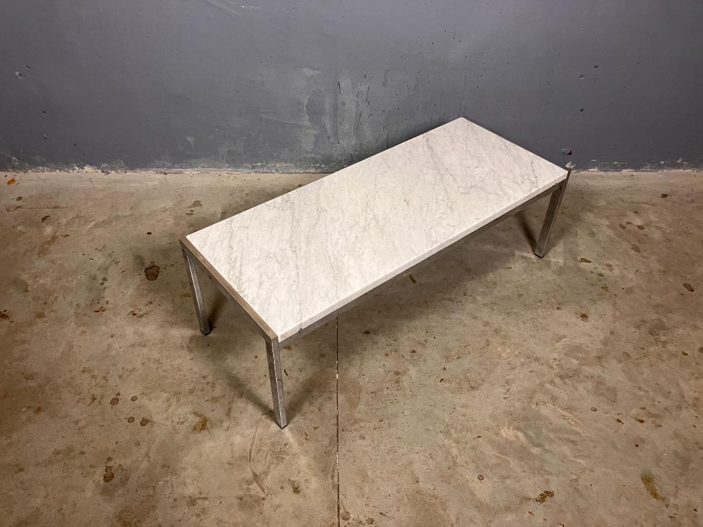 SuperSale: Marmer Salontafel Chroom  Kjearholm Hansen stijl, Gebruikt, 50 tot 100 cm, Overige materialen, Rond