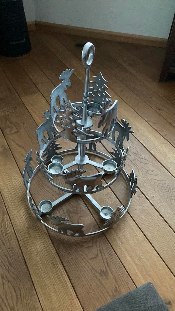 Carrousel voor waxinelichtjes staand/hangend, Diversen, Kerst, Ophalen of Verzenden, Gebruikt