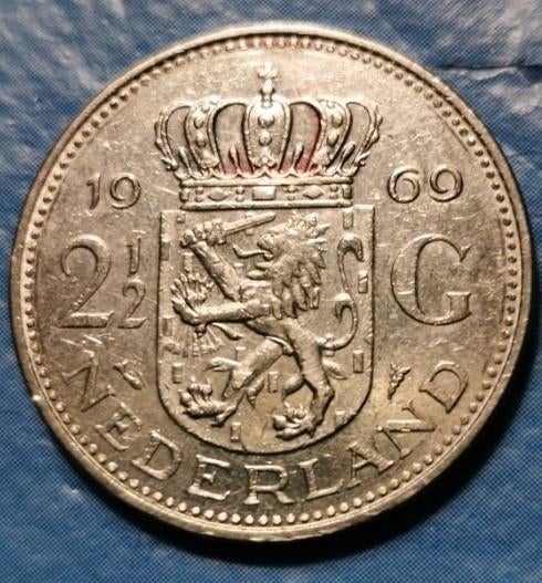 Koningin juliana rijksdaalder (2 1/2) 1969 vis, Postzegels en Munten, Munten | Nederland, Ophalen, Koningin Juliana, 2½ gulden