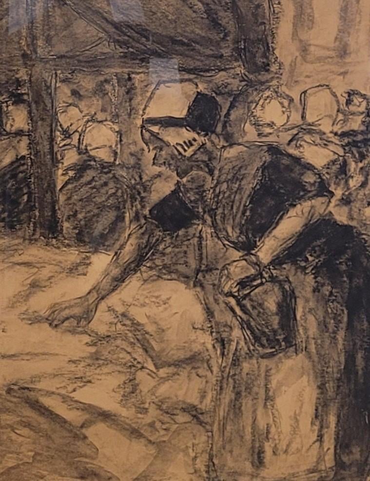 Joop Nijdam  Zwolse markt met Staphorstse, Antiek en Kunst, Kunst | Schilderijen | Klassiek, Ophalen