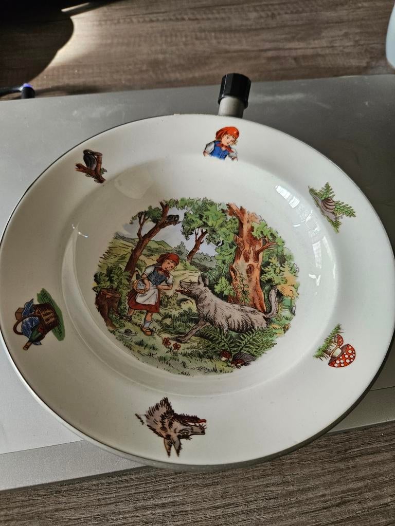 Vintage kinderbord Roodkapje jaren 50 van porselein, Antiek en Kunst, Ophalen of Verzenden