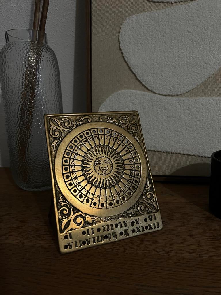 Messing Eeuwige Kalender, Antiek en Kunst, Ophalen of Verzenden