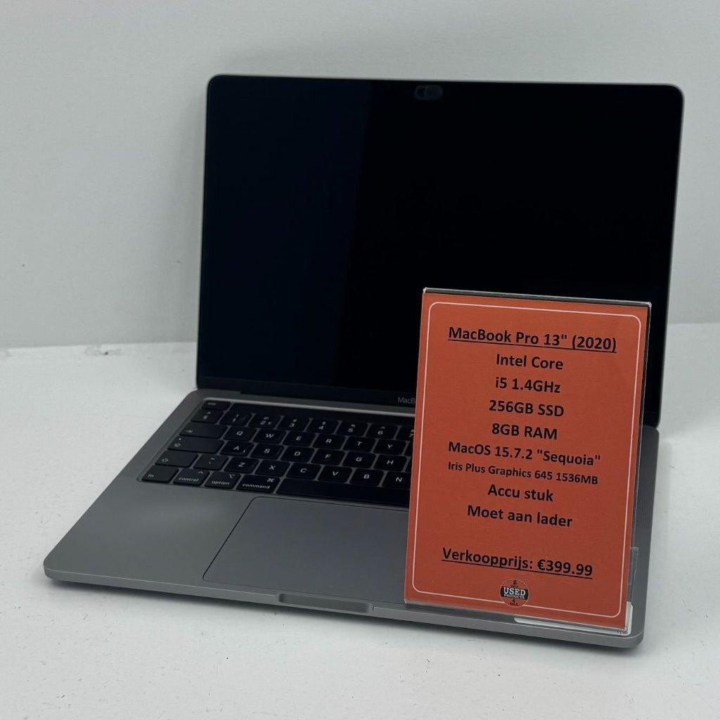MacBook Pro 2020 13''| i5 256GB SSD 8GB RAM | Moet aan lader, MacBook Pro, 256 GB, 2 tot 3 Ghz, Qwerty
