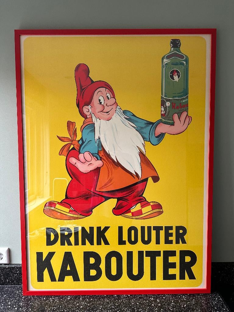 DRINK LOUTER KABOUTER affiche poster in lijst., Verzamelen, Merken en Reclamevoorwerpen, Ophalen, Gebruikt, Gebruiksvoorwerp